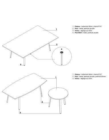Table ronde diamètre 80cm - Ogi A - MDD - PLF80