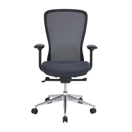 Chaise de bureau ergonomique noire avec têtière amovible et dossier en maille