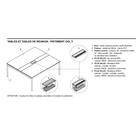 Table L. 160 x P. 141 x H. 74cm - Ogi Y - MDD - SY26