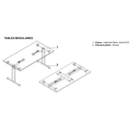 Table pliante L. 139 x P. 69,5 x H. 72,5cm - Table pliable - MDD - PSU07 2