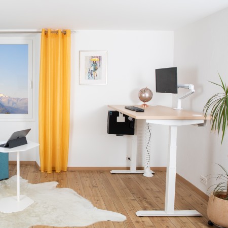 Bureau assis debout L. 160 x 80 avec piètement blanc et plateau anthracite 2