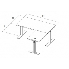 Table électrique d'angle assis-debout - 200x160x80x60