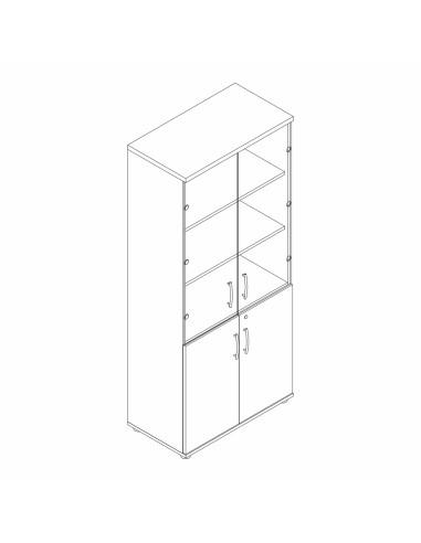 Meuble bureau avec portes en verre L. 80,1 x P. 43,2 x H. 183,3cm - A5404W - MDD