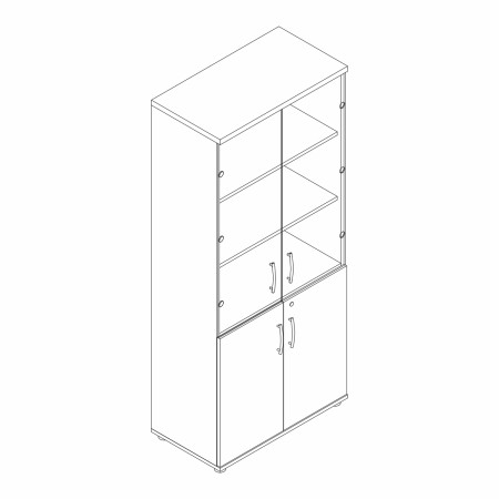 Meuble bureau avec portes en verre L. 80,1 x P. 43,2 x H. 183,3cm - A5404W - MDD