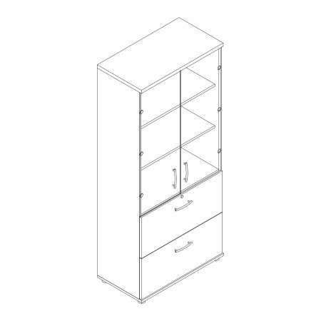 Armoire vitrine et dossiers suspendus L. 80,1 x P. 43,2 x H. 183,3cm - A54D4W - MDD 2