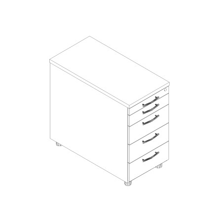 Caisson fixe 4 tiroirs et 1 tirette P. 80cm - KRT74 de MDD 2