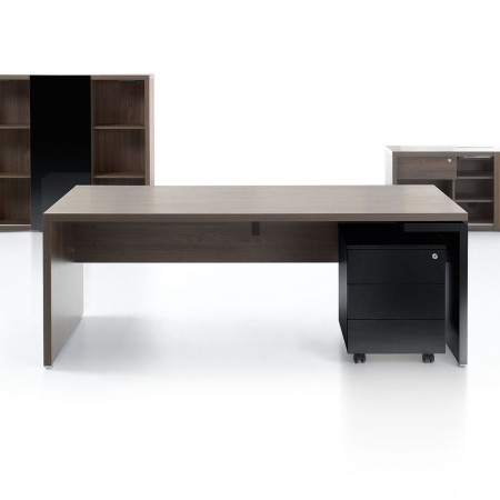 Grand bureau avec caisson noir sur roulettes