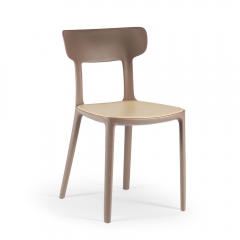 Chaise plastique avec assis en bois naturel - Canova wood - 5005-4LGW - Infinity Design