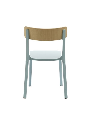 Ruelle – Chaise au design épuré, structure métallique et dossier en bois naturel pour une ambiance moderne et chaleureuse