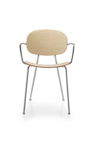 Tondina – Chaise rétro en bois courbé avec accoudoirs, parfaite pour bureau, salle d’attente ou espace détente