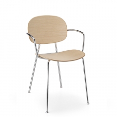 Tondina – Chaise rétro en bois avec accoudoirs, idéale pour une ambiance chaleureuse et authentique