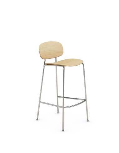 Tabouret Tondina – Assise en bois naturel et structure en métal, parfait pour un style rétro-chic