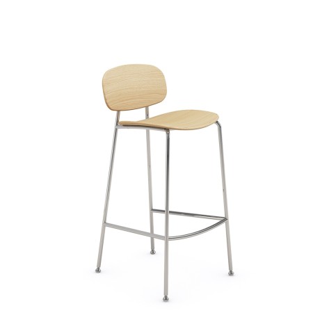 Tabouret Tondina – Assise en bois naturel et structure en métal, parfait pour un style rétro-chic