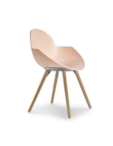 Chaise design scandinave avec assise plastique et base bois – Cookie