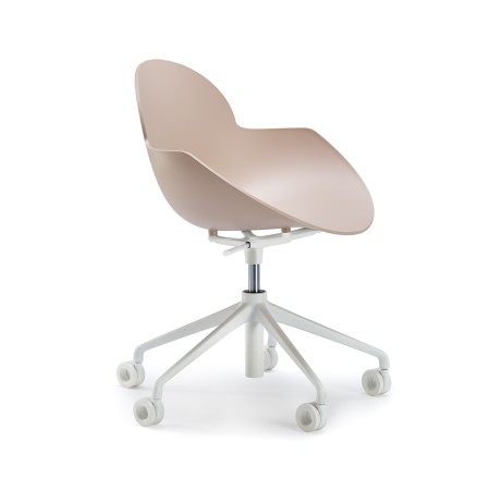 Chaise Cookie pivotante avec piètement en métal peint blanc - coque plastique ergonomique rose 