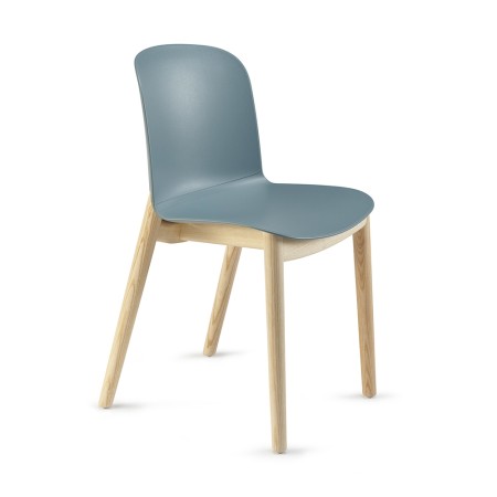 Mobilier de bureau bleu avec piètement bois naturel – Relief	
