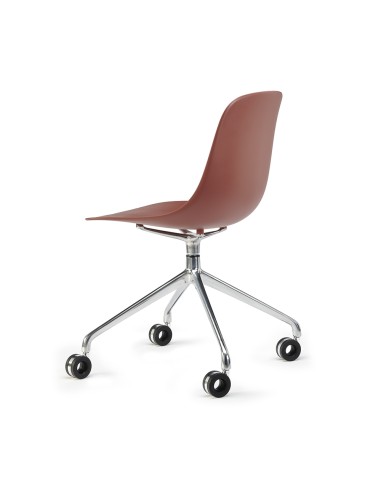 Chaise de bureau mobile coque plastique Pure Loop Mono rouge