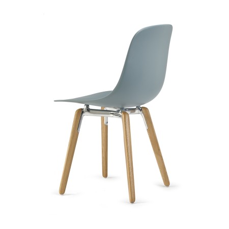Mobilier de bureau avec pieds en bois et assise colorée - Pure Loop Mono coque en plastique