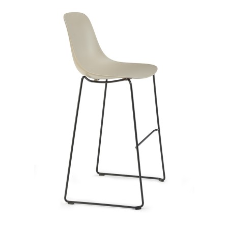 tabouret haut pour bar Pure Loop Mono - coque plastique beige et pieds métal noir