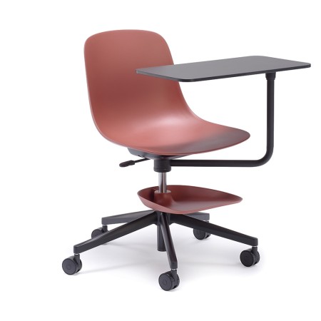 Chaise éducative PURE LOOP EDU rouge avec tablette pivotante et roulettes