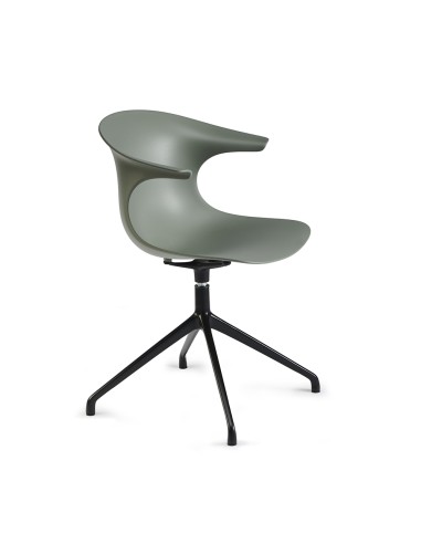 	fauteuil pivotant avec pied étoile métal vert kaki pour espaces pro Loop Mono