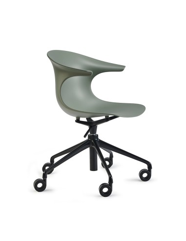 fauteuil pivotant avec base étoile mobile en aluminium Loop mono vert