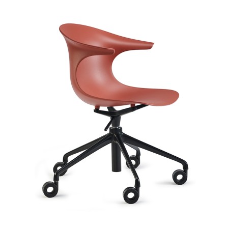 chaise de bureau avec roulettes design rouge Loop mono