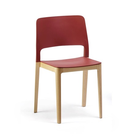 Chaise design Settesusette avec 4 pieds rouge