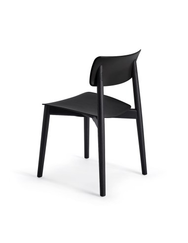 Chaise Eastwood - couleur noir restauration - bois et plastique curvé