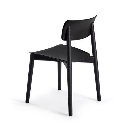 Chaise Eastwood - couleur noir restauration - bois et plastique curvé