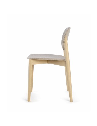 Vue de côté Chaise Harmo pour salle de pause en bois avec assise tissu