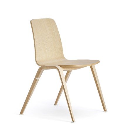 Chaise empilable en bois de chêne naturel Woodstock – 4 pieds, design minimaliste