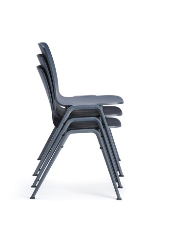 Chaises empilables en bois de chêne teinté gris basalte Woodstock