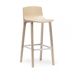 Tabouret haut de bois pour bar en chêne massif coloris clair - Seame 
