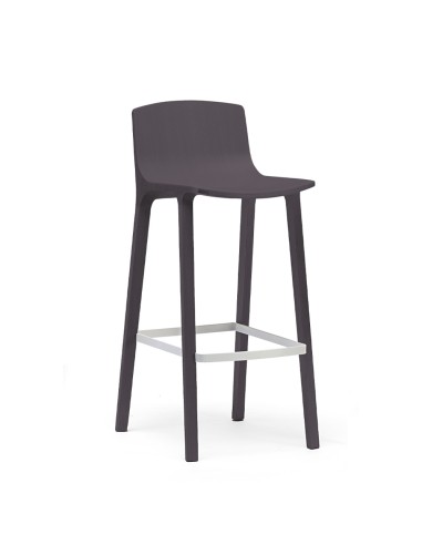 Tabouret de bar Seame en bois anthracite avec repose-pieds acier gris