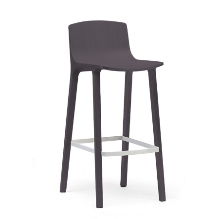 Tabouret de bar Seame en bois anthracite avec repose-pieds acier gris