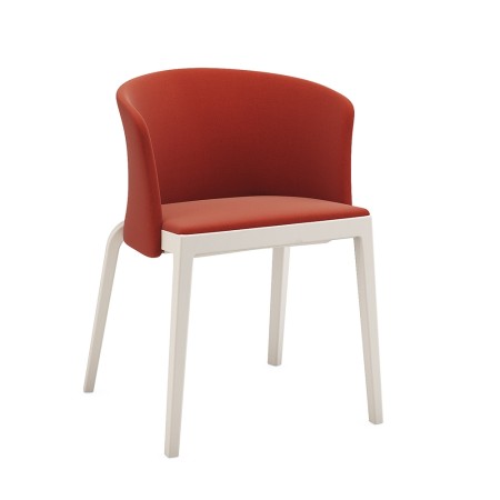	Chaises BI modernes avec assise et dossier rembourrés en tissu rouge