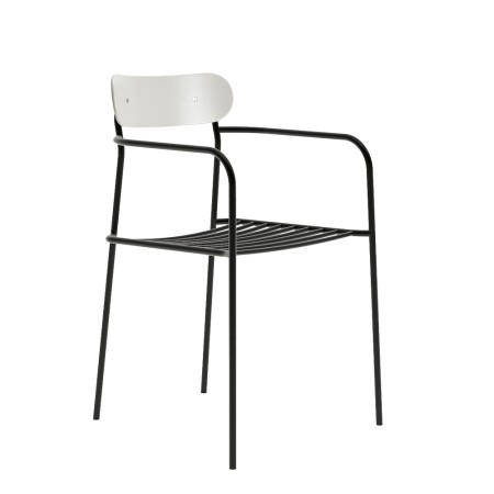 chaise extérieure uti avec accoudoirs en acier et dossier plastique
