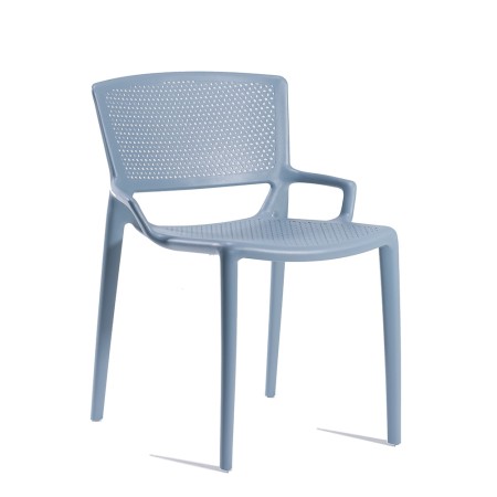 Chaise d’extérieur empilable au design ajouré en plastique bleu – Fiorellina