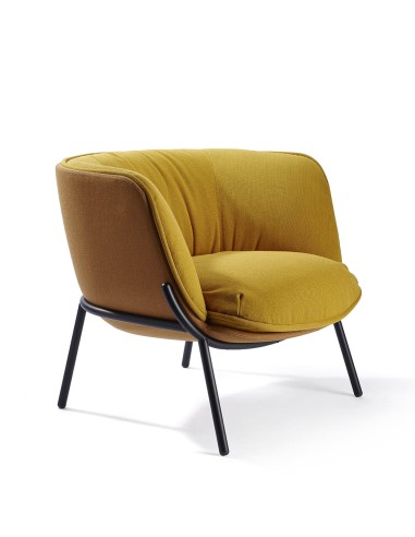 Chaise fauteuil pour salle d'attente et accueil bicolore - tissu jaune - Bombom