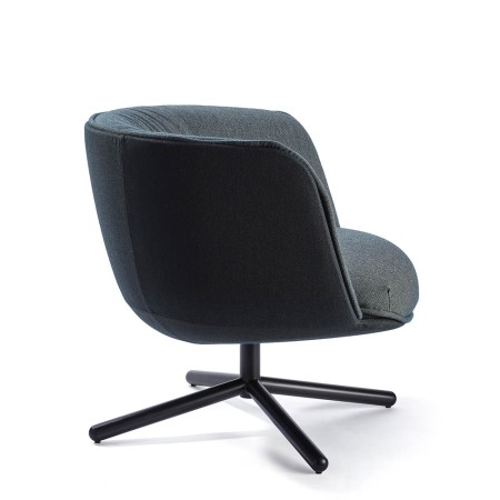 Fauteuil Bombom 4 branches en tissu gris intérieur et noir extérieur