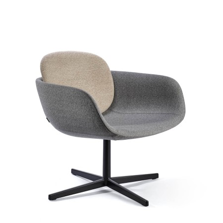 Fauteuil Peb Low Back bicolore gris et beige avec base 4 branches noire