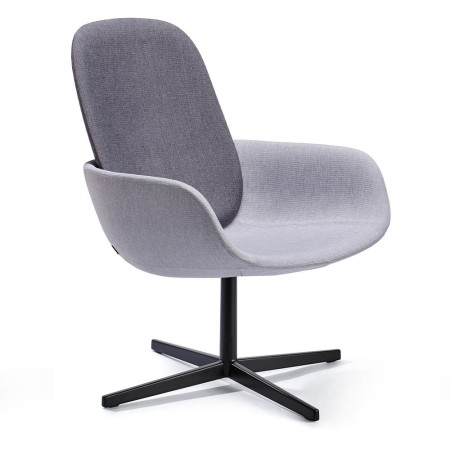 Fauteuil Peb High Back tissu noir et gris, piètement fixe 4 branches en acier noir