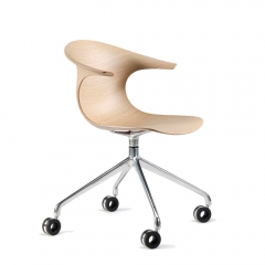 Chaise réunion 4 pieds étoile sur roulettes - Loop 3D Wood