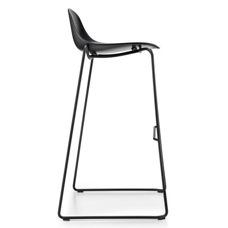Tabouret de bar Pure Loop Mini Rod avec coque plastique et pieds traîneau empilable