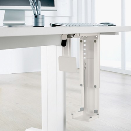 Support UC réglable monté sous bureau en métal blanc