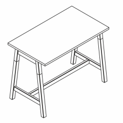 Table haute L. 121,5 x P. 70 x H. 110cm - pieds métal