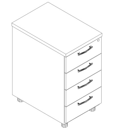 Caisson fixe 4 tiroirs P. 60cm - KKT64 - MDD 2