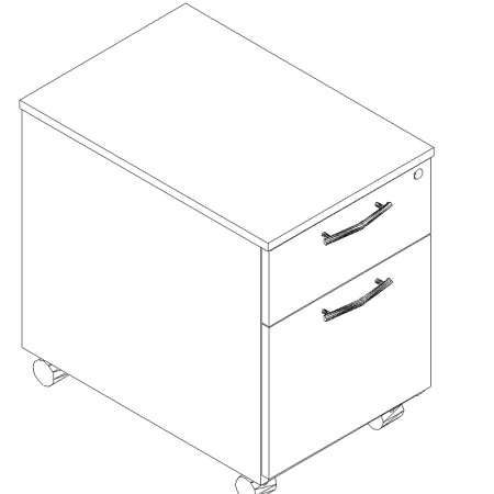 Caisson 1 tiroir et 1 dossiers suspendus - KDT12 2