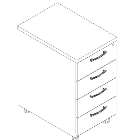 Caisson de bureau fixe avec 2 tiroirs et 1 dossiers suspendus - KDT73